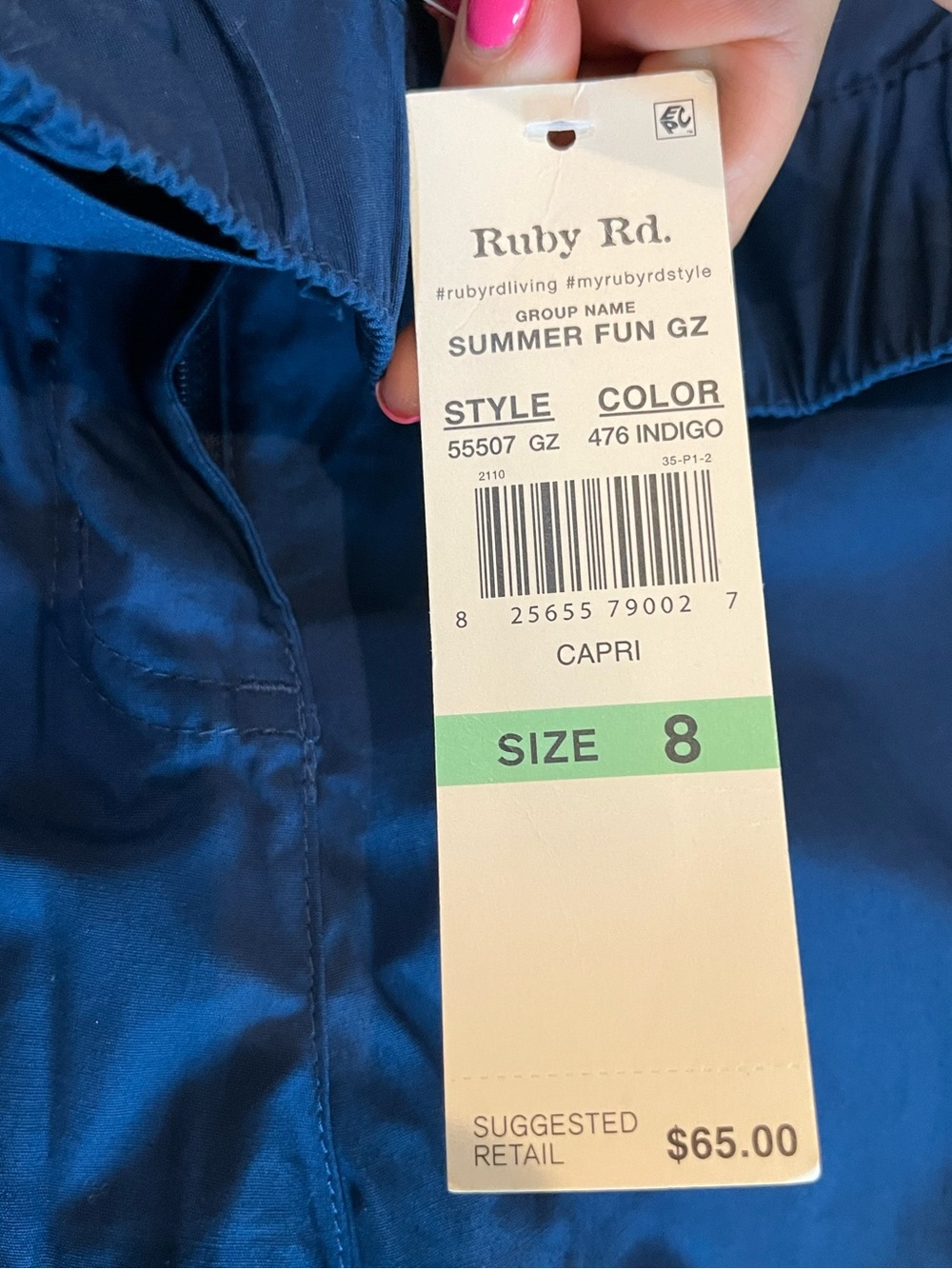 Ruby Rd. Royal Blue Embroidered Wide-Leg Pants - Picture 10 of 10